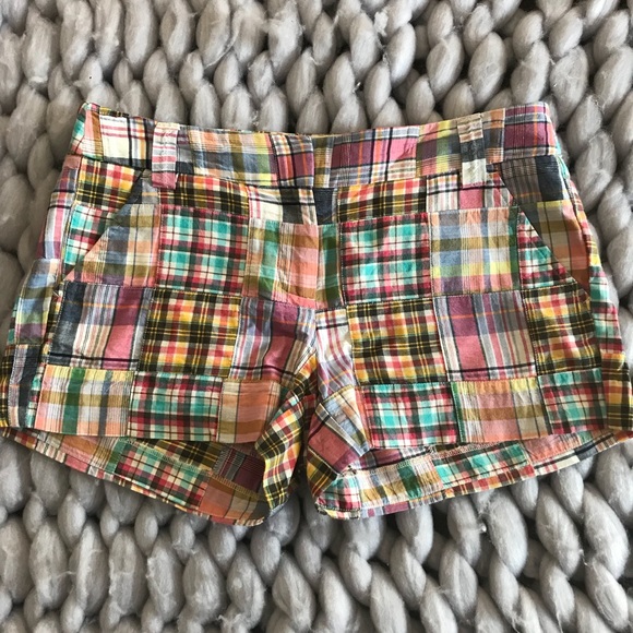 J. Crew Pants - J Crew madras plaid patchwork city fit shorts